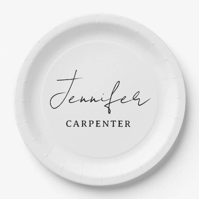 Professionell elegant modern minimalist Namen hinz Pappteller (Vorderseite)