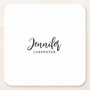 Professionell elegant modern minimalist Namen hinz Rechteckiger Pappuntersetzer
