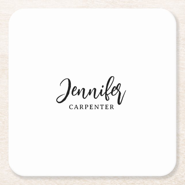 Professionell elegant modern minimalist Namen hinz Rechteckiger Pappuntersetzer (Vorderseite)