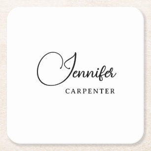 Professionell elegant modern minimalist Namen hinz Rechteckiger Pappuntersetzer