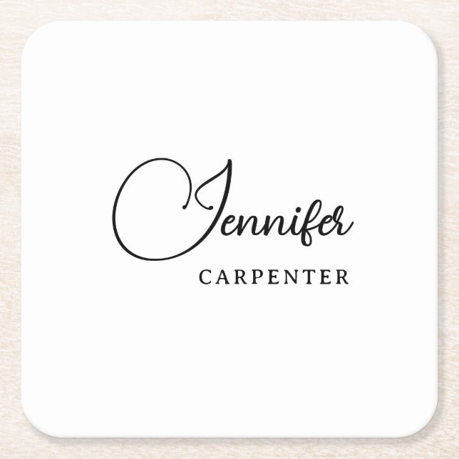 Professionell elegant modern minimalist Namen hinz Rechteckiger Pappuntersetzer (Vorderseite)