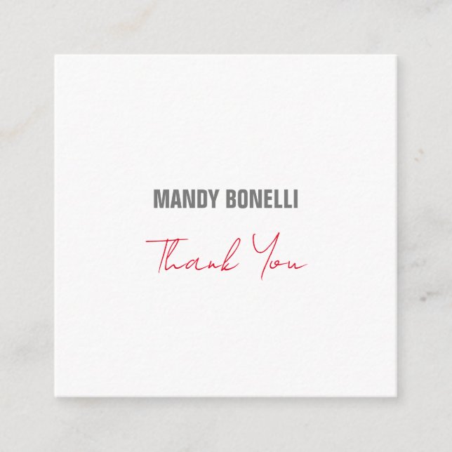 Professionell elegante moderne minimalistisch dank begleitkarte (Vorderseite)