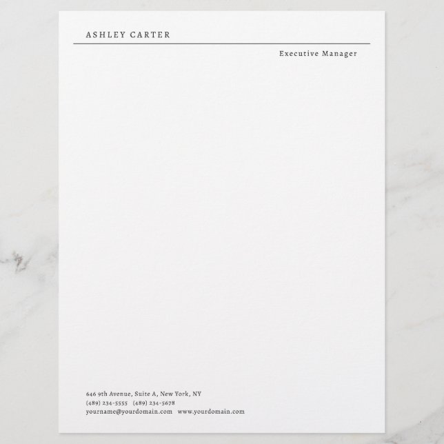 Professionell elegante weiße, schlichte minimalist briefbogen (Vorderseite)
