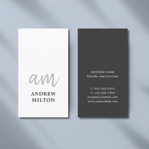 Professionell Elegantes Grau-Weiß-Monogramm Berate Visitenkarte