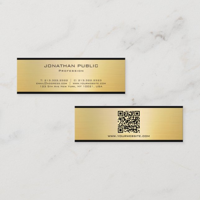 Professionell Elegantes Modernes QR-Code Schwarz u Mini Visitenkarte (Vorne/Hinten)