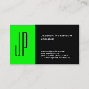 Professionell Modern Einfach Grün Schwarz Monogram Visitenkarte