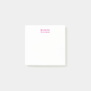 Professionell Modern Einfach Schlicht Name Pink & Post-it Klebezettel