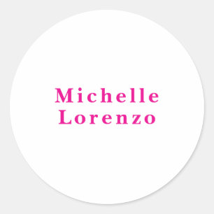 Professionell Modern Einfach Schlicht Name Pink & Runder Aufkleber