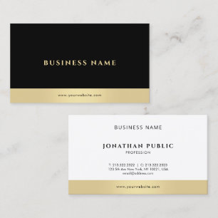 Professionell Modern Elegant Schwarz Weiß Gold Visitenkarte