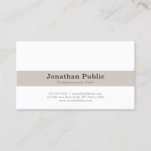 Professionell Modern Elegantes Weiß Beige Einfach Visitenkarte