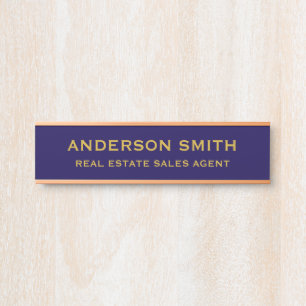 Professionell Modern Indigo Gold Büro Name Titel Türschild