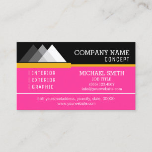 Professionell Modern Schwarz und Hot Pink Visitenkarte
