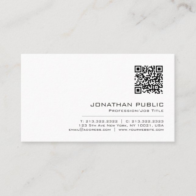 Professionell Modernes Minimalistisches QR-Code-Ge Visitenkarte (Vorderseite)