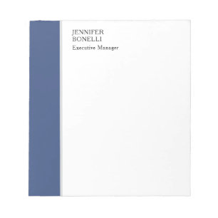 Professionell schlicht minimalist modern blau weiß notizblock