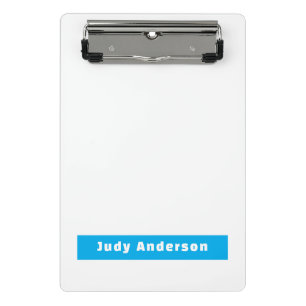 Professionell Schlicht Modern Elegant Name Blau We Mini Klemmbrett