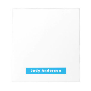 Professionell Schlicht Modern Elegant Name Blau We Notizblock