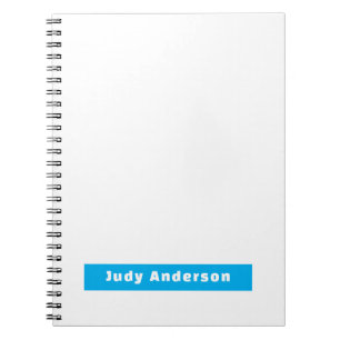 Professionell Schlicht Modern Elegant Name Blau We Notizblock
