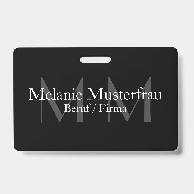 Professionell schwarze Monogramm Abzeichen Dienst Ausweis (Vorderseite)