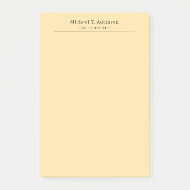 Professionell stilvoll elegante schlichte moderne  post-it klebezettel (Vorderseite)