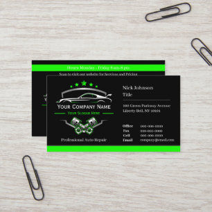 Professionelle Autoreparatur, Automechaniker Visitenkarte