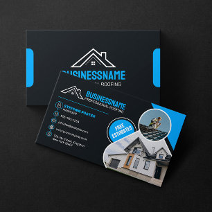 Professionelle Blaue Dachdeckerei Immobilien Schin Visitenkarte
