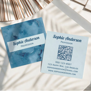 Professionelle Blaue Wasserfarbe-Geode-QR-Code Vis Quadratische Visitenkarte