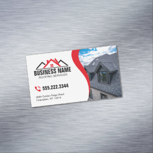 Professionelle Dachdeckerarbeiten von Red Roofing Magnetische Visitenkarte