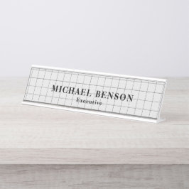 Professionelle Executive Schwarz Grau Minimalist Schreibtischnamensplakette