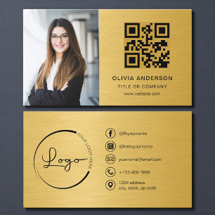 Professionelle Foto-Gold-QR-Code-Social-Media-Vorl Visitenkarte