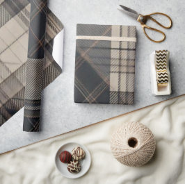 Professionelle Holzkohlegrau und Beige Karo Verpac Geschenkpapier