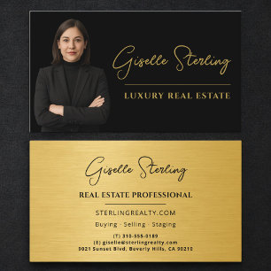 Professionelle Immobilien Schwarz Gold Metallisch Visitenkarte
