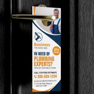 Professionelle Klempnerreparatur Installateur Blau Türanhänger