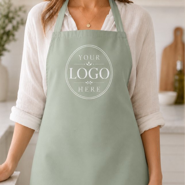 Professionelle Küche mit Salbeigrünem Logo Schürze (Von Creator hochgeladen)