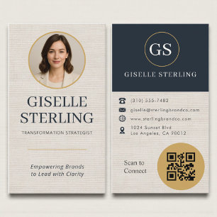Professionelle Leinen-Foto-QR-Code-Moderne Visitenkarte