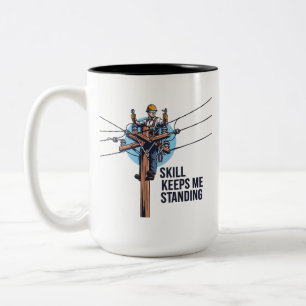 Professionelle Leitungsmonteur-Illustration Zweifarbige Tasse