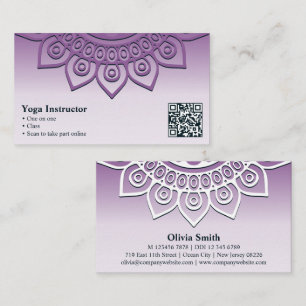 Professionelle lila Mandala-Yoga-Visitenkarte Treuekarte