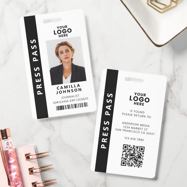 Professionelle Media-Pass-Foto-ID-QR-Code Ausweis (Büro)