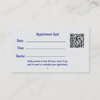 Professionelle medizinische Terminkarte mit QR-Cod Visitenkarte