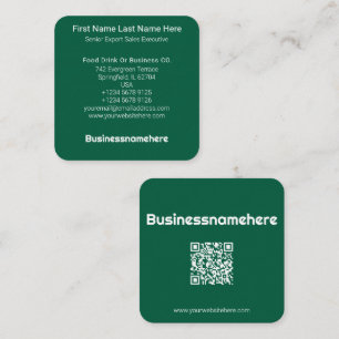 Professionelle minimale grüne QR-Code Quadratische Visitenkarte