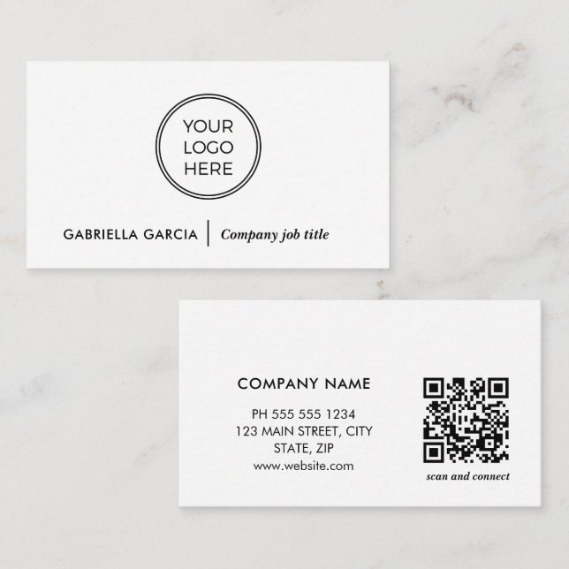 Professionelle Minimale QR-Code-Logo Visitenkarte (Vorne/Hinten)