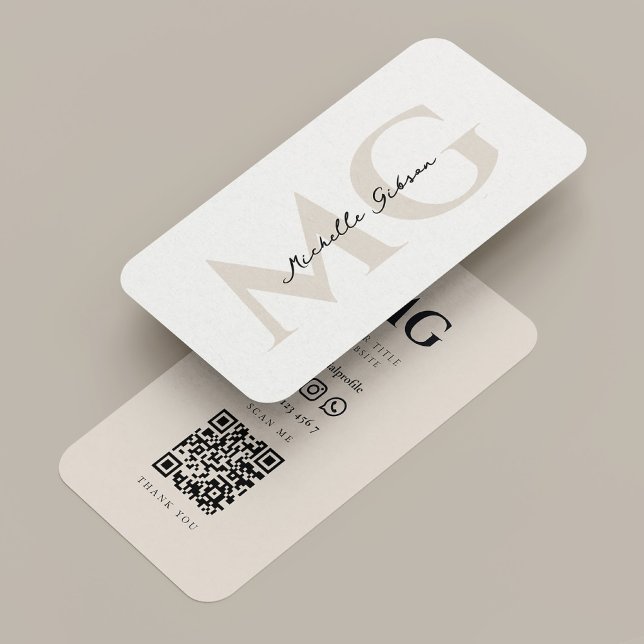 Professionelle Minimale Weiße Sand Initialen Visitenkarte (Professional Minimal White Sand Initials Business Card
)