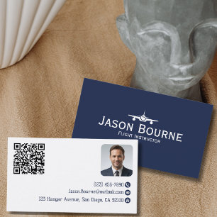 Professionelle Mitarbeiter-Foto-QR-Code Blaue Luft Visitenkarte
