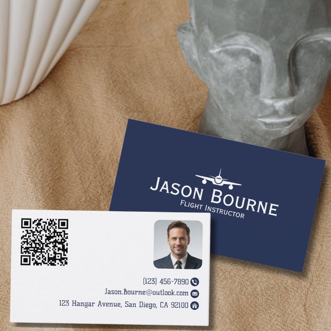 Professionelle Mitarbeiter-Foto-QR-Code Blaue Luft Visitenkarte (Von Creator hochgeladen)