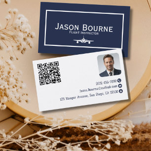 Professionelle Mitarbeiter-Foto-QR-Code Blaue Luft Visitenkarte