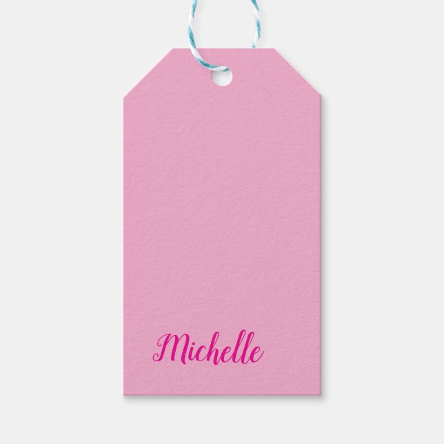 Professionelle moderne Handschrift Name rosa weiß Geschenkanhänger (Vorderseite)