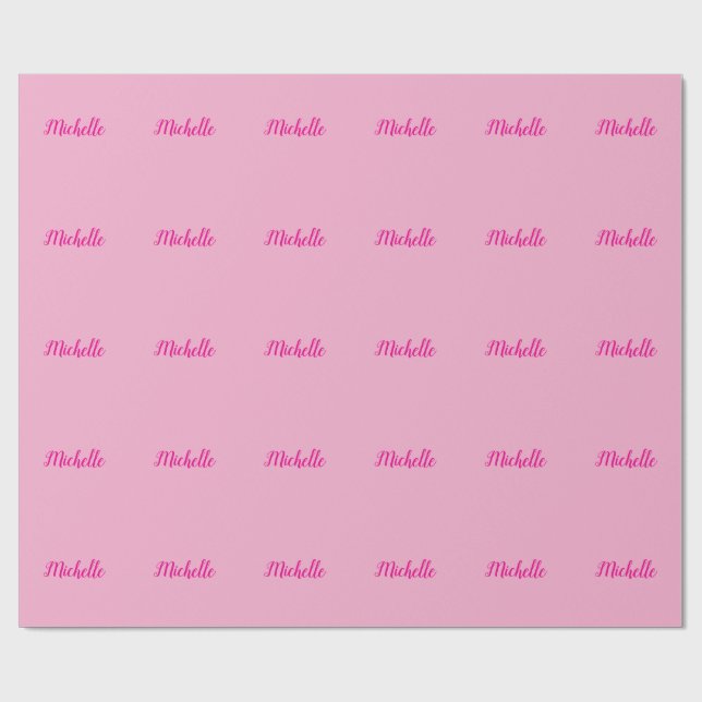 Professionelle moderne Handschrift Name rosa weiß Geschenkpapier (Flach)