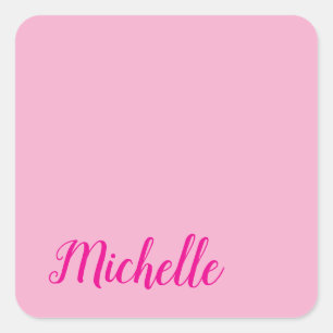 Professionelle moderne Handschrift Name rosa weiß Quadratischer Aufkleber