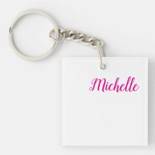 Professionelle moderne Handschrift Name rosa weiß Schlüsselanhänger