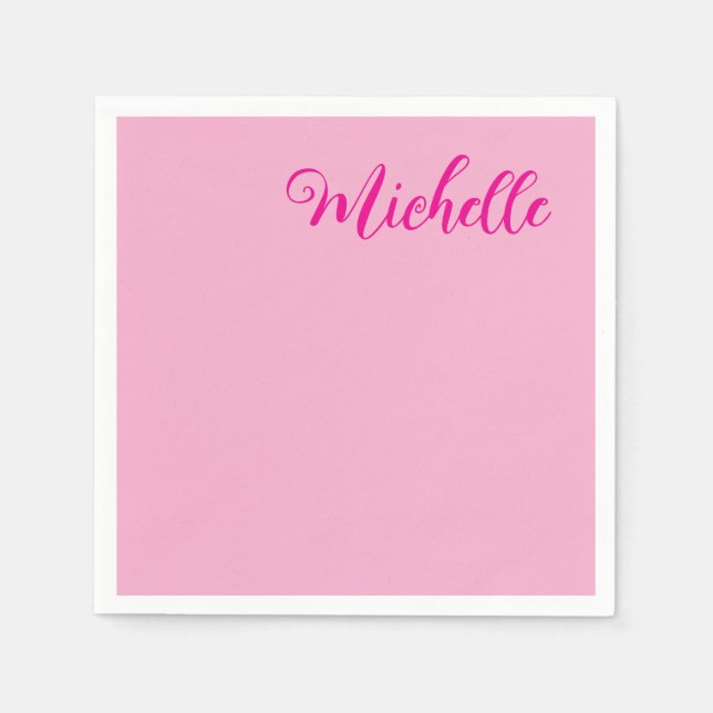 Professionelle moderne Handschrift Name rosa weiß Serviette (Vorderseite)