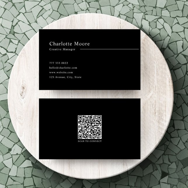 Professionelle moderne QR-Code Schwarz-Weiß Visitenkarte (Von Creator hochgeladen)